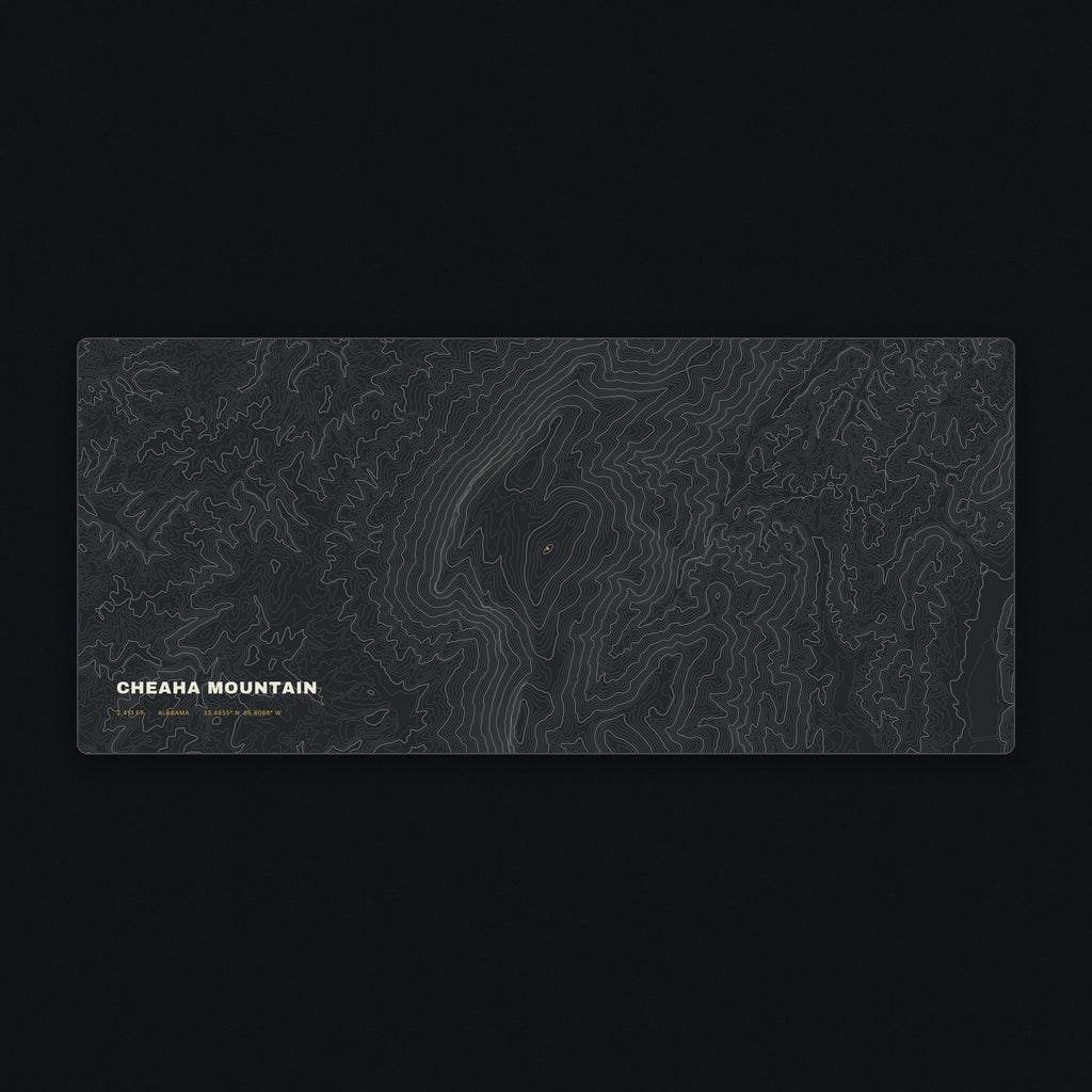 Cheaha Mountain Topo Desk Mat, flat view
