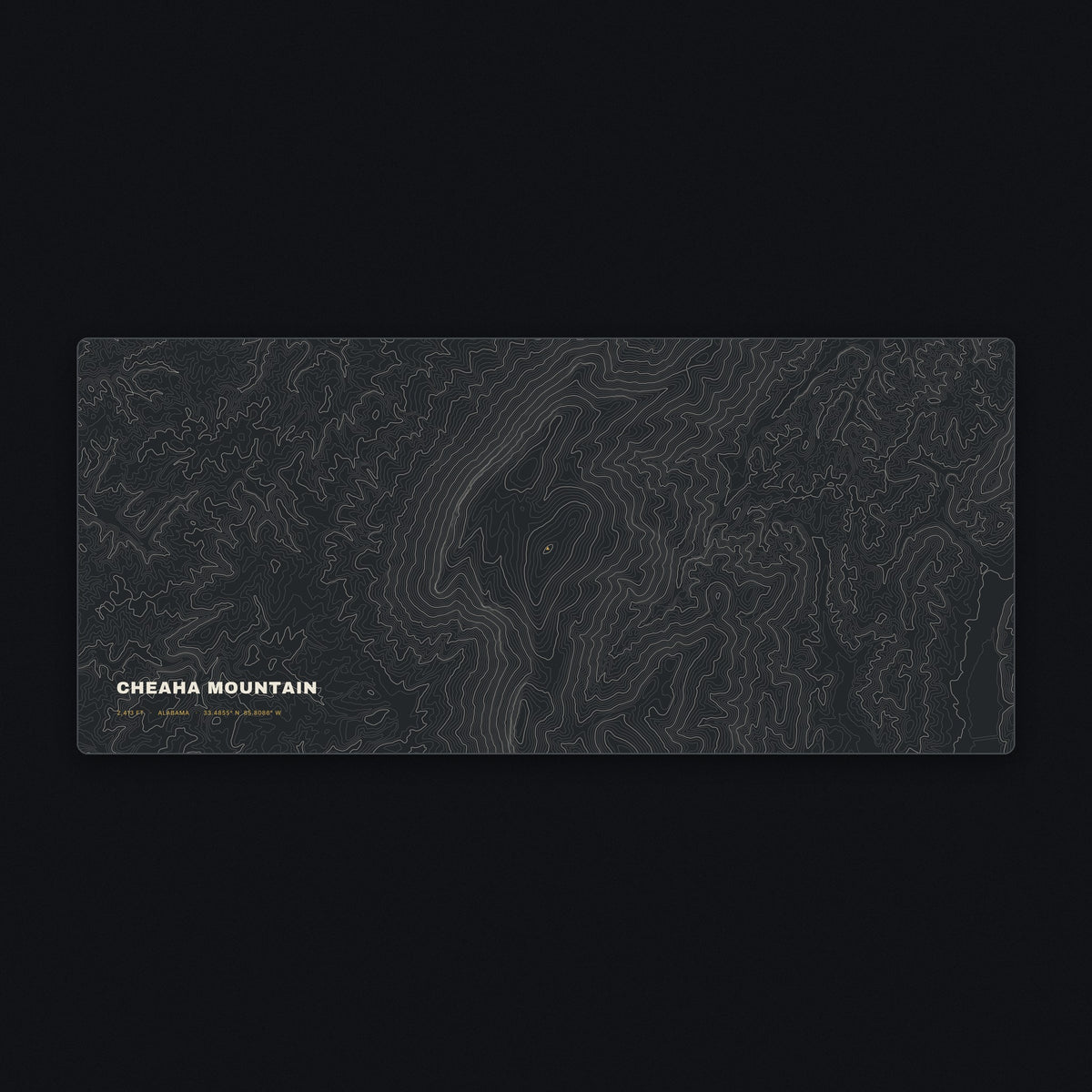 Cheaha Mountain Topo Desk Mat, flat view