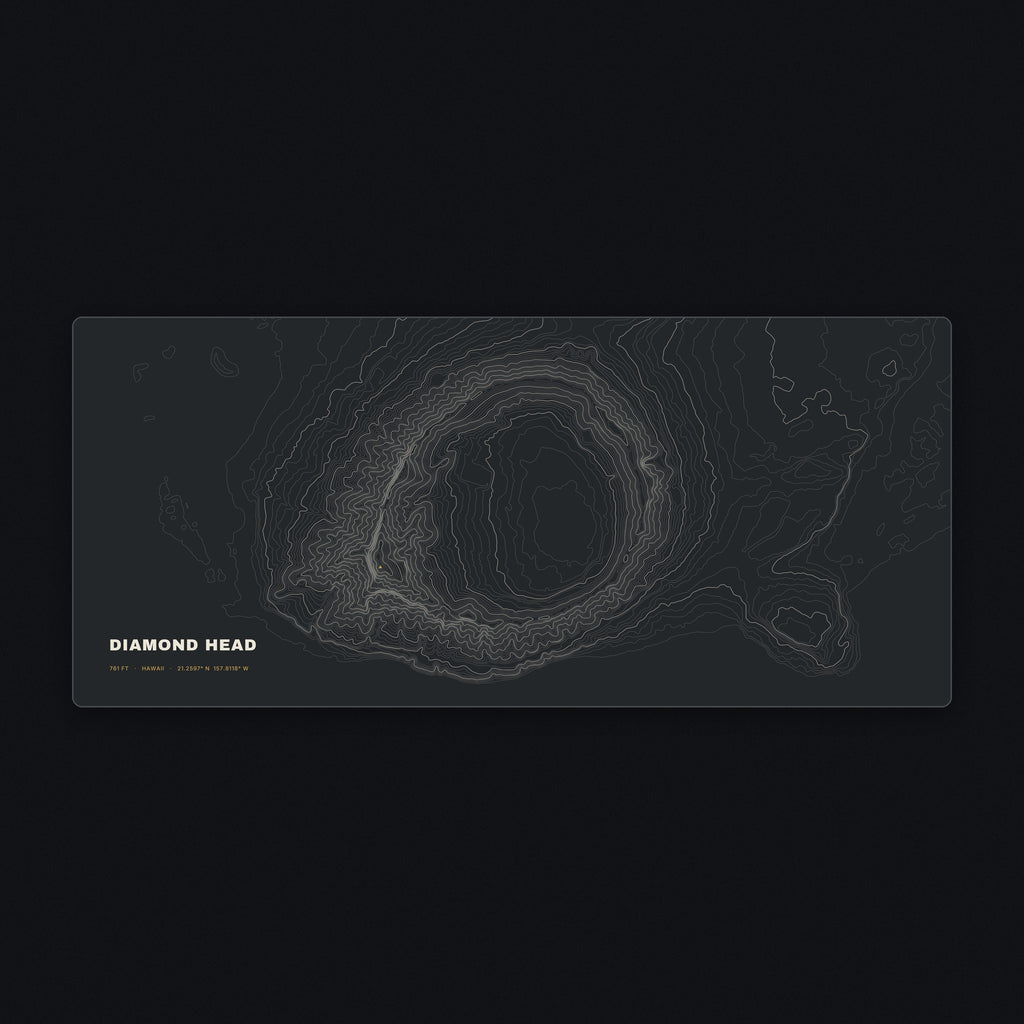 Diamond Head Topo Desk Mat, flat view