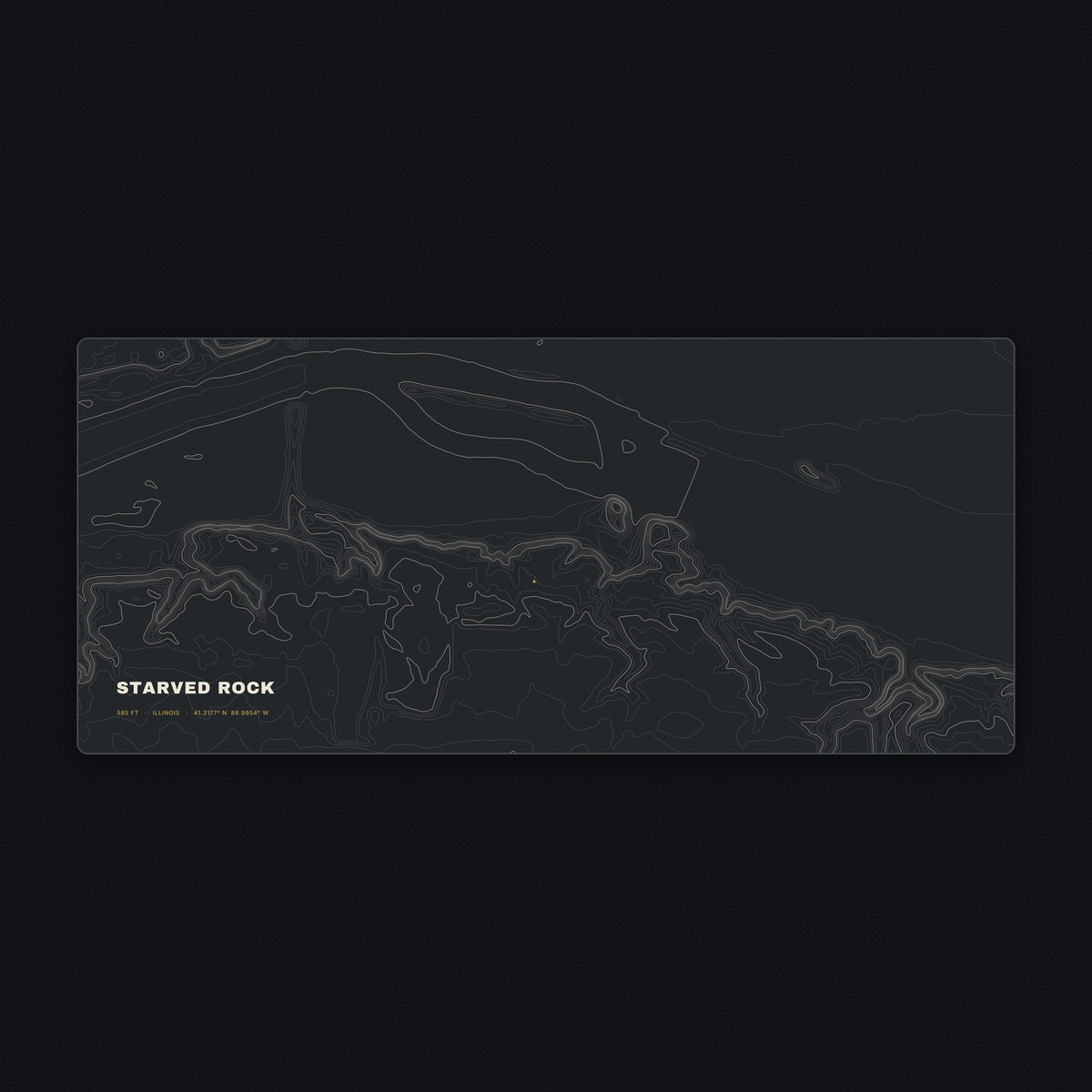 Starved Rock Topo Desk Mat, flat view