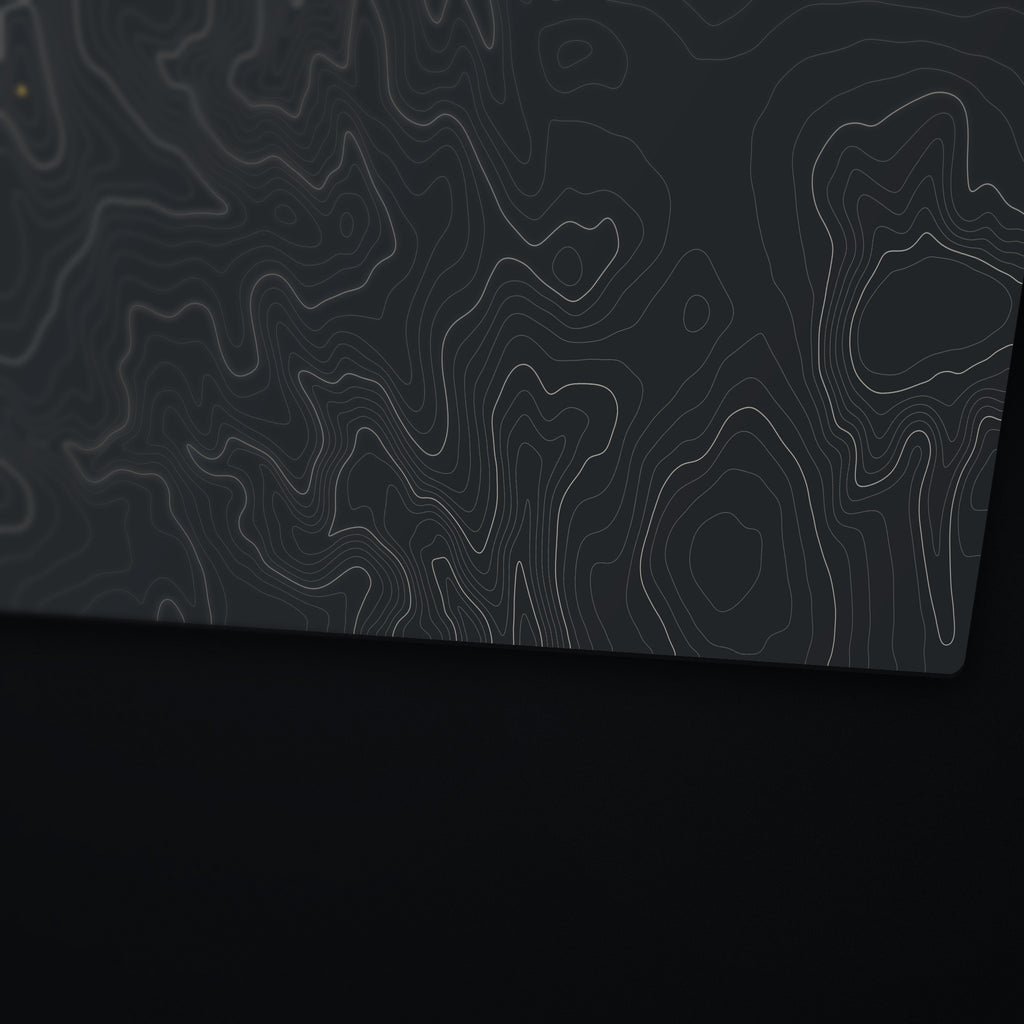 Mount Sunflower Topo Desk Mat, edge detail