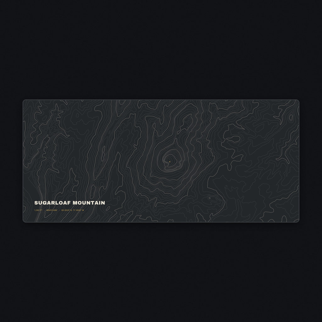 Sugarloaf Mountain Topo Desk Mat, flat view