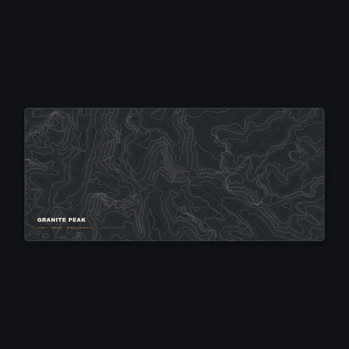 Granite Peak Topo Desk Mat, flat view