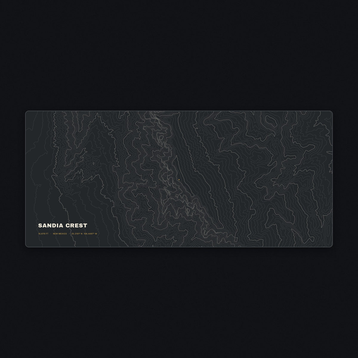 Sandia Crest Topo Desk Mat, flat view