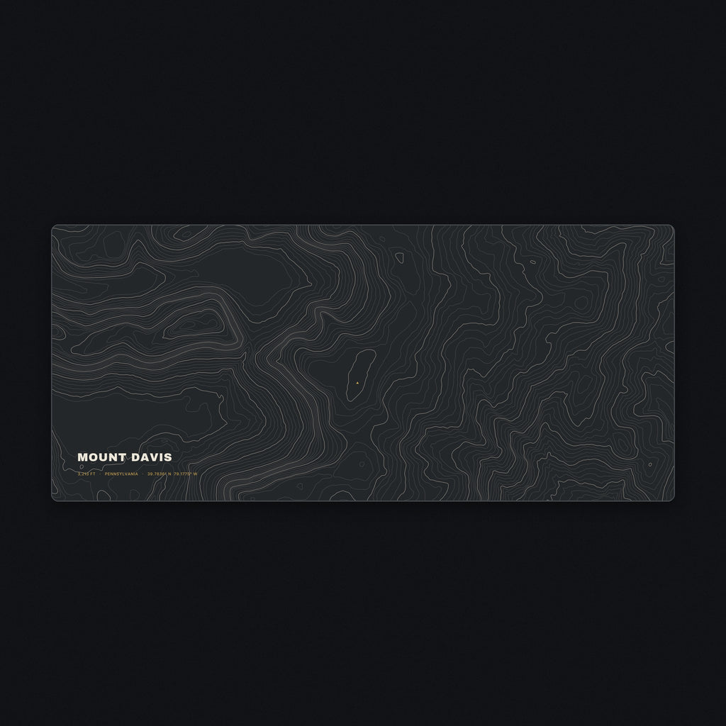 Mount Davis Topo Desk Mat, flat view