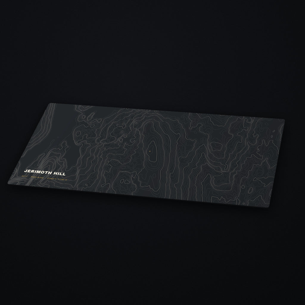 Jerimoth Hill Topo Desk Mat at an angle on a dark desk