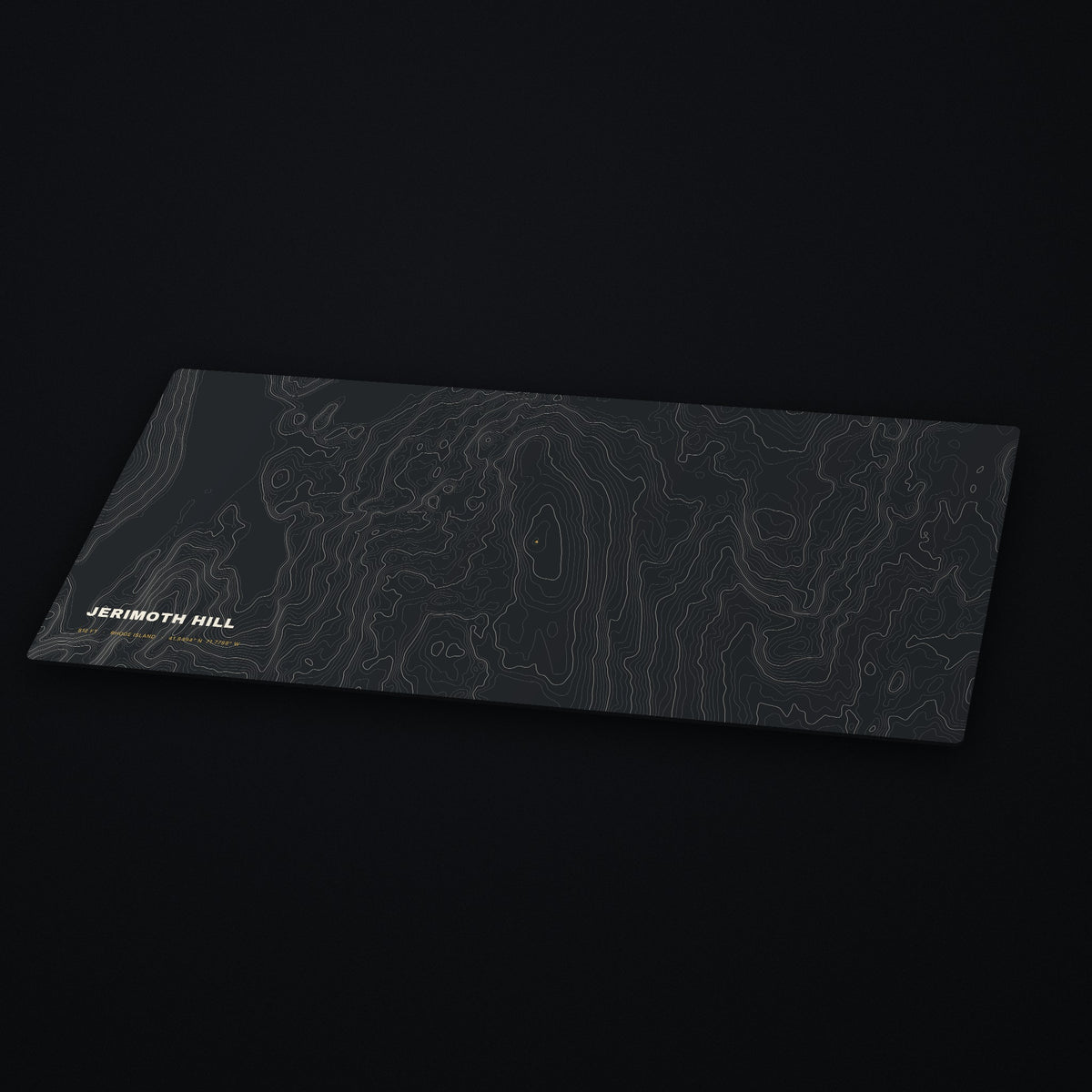 Jerimoth Hill Topo Desk Mat at an angle on a dark desk