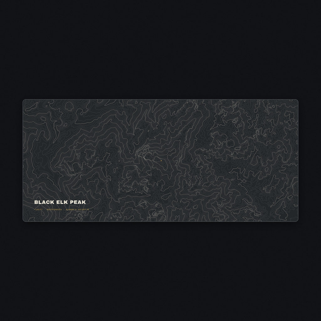 Black Elk Peak Topo Desk Mat, flat view