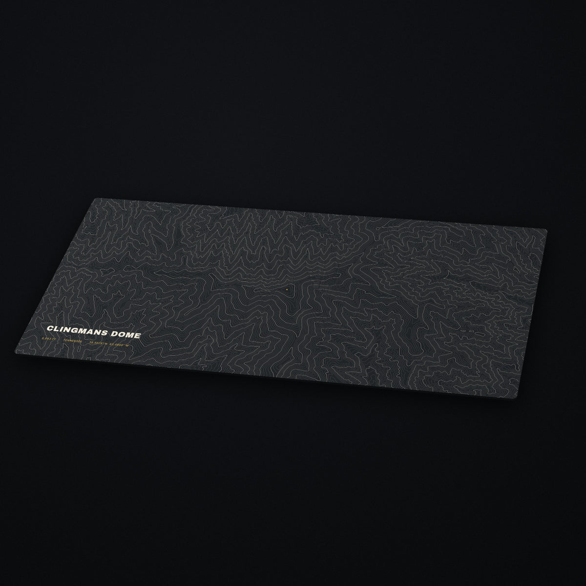 Clingmans Dome Topo Desk Mat at an angle on a dark desk