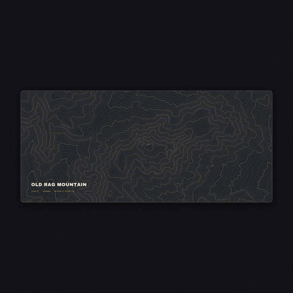 Old Rag Mountain Topo Desk Mat, flat view