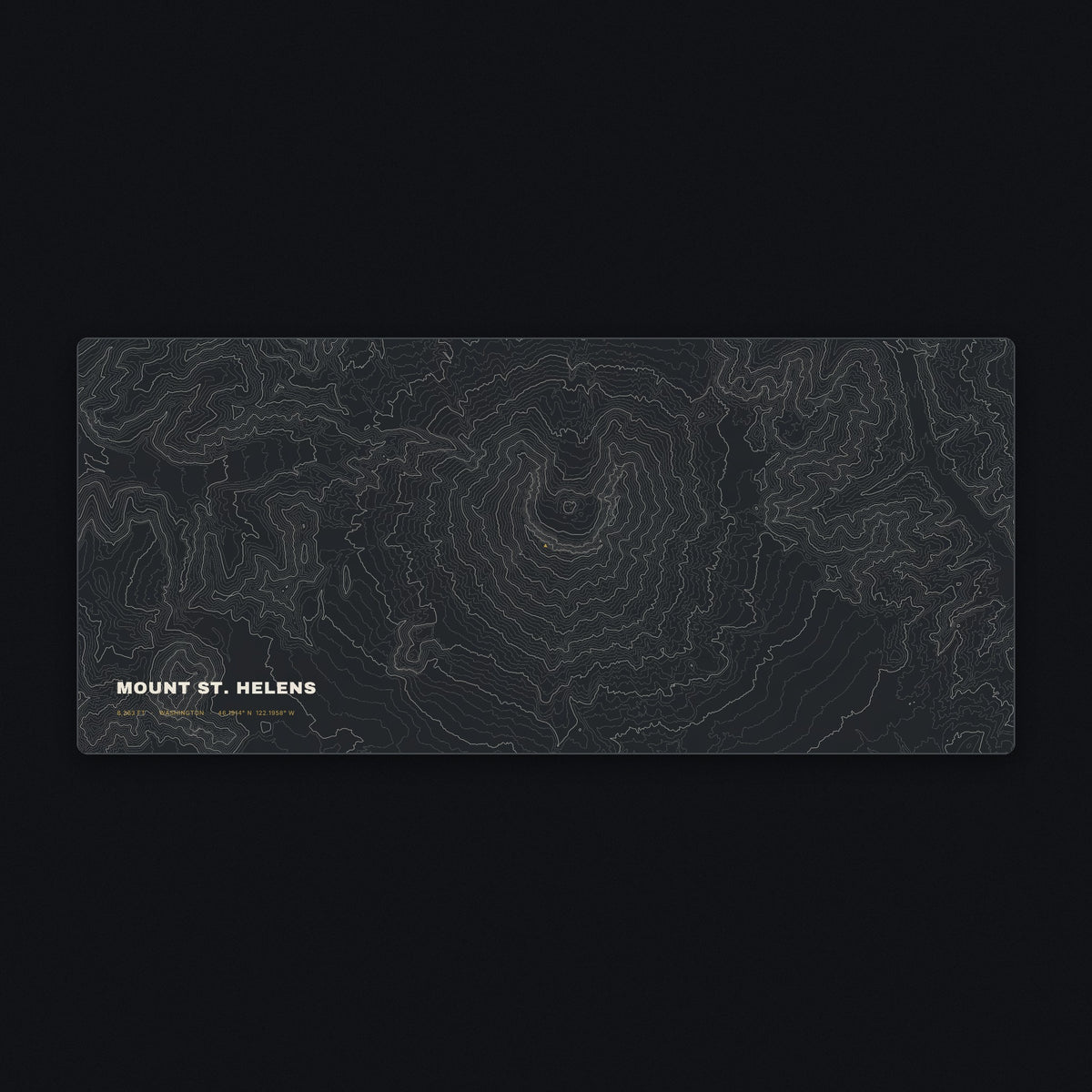 Mount St. Helens Topo Desk Mat, flat view