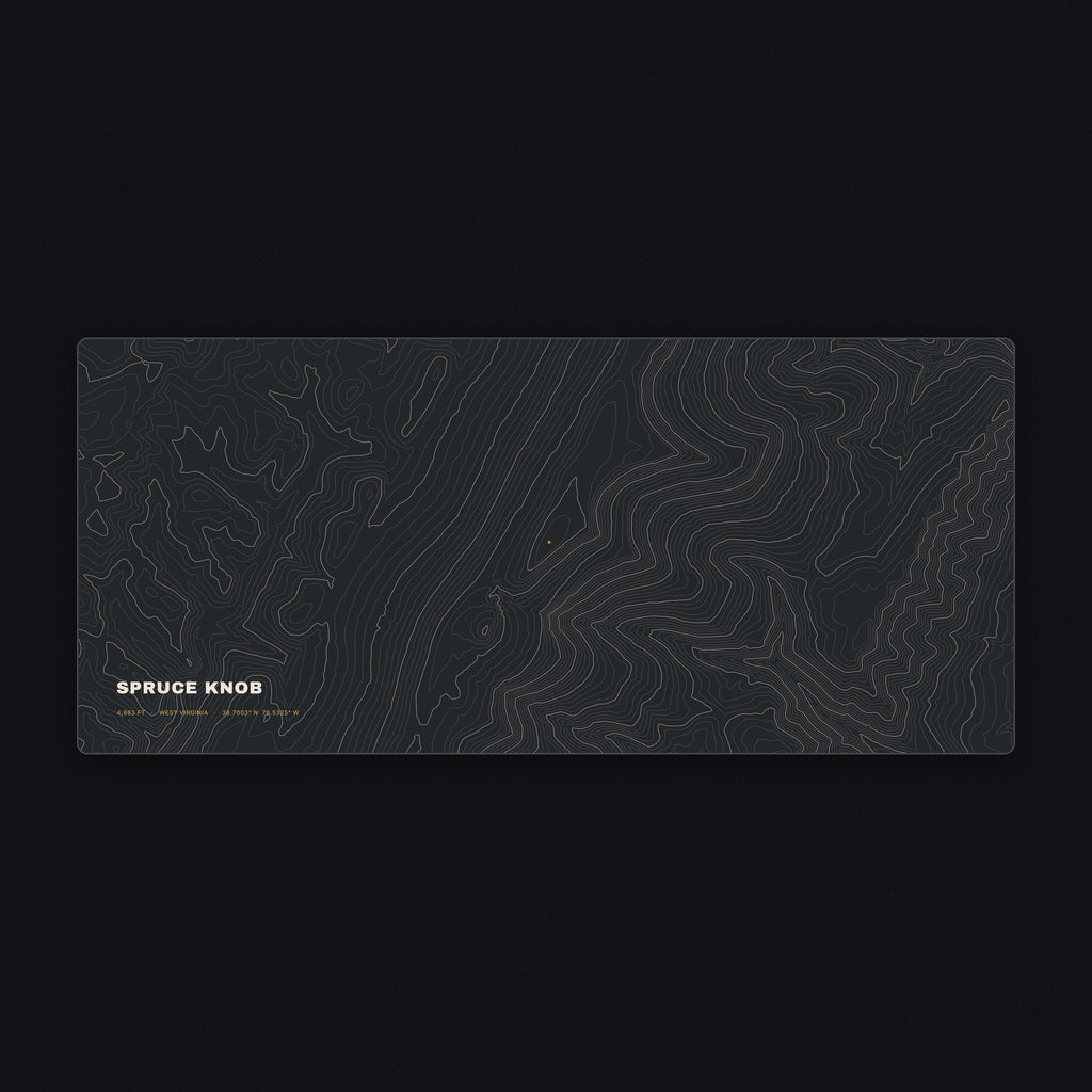 Spruce Knob Topo Desk Mat, flat view