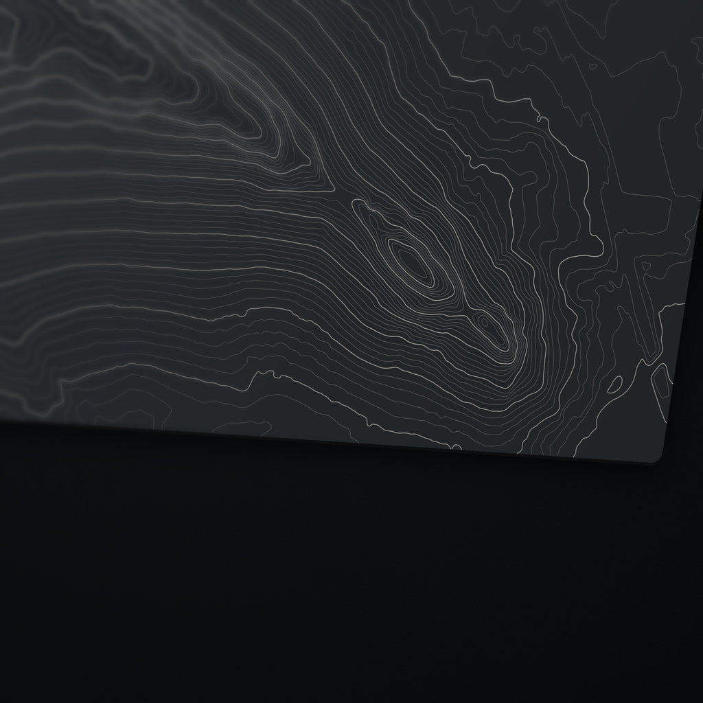 Rib Mountain Topo Desk Mat, edge detail