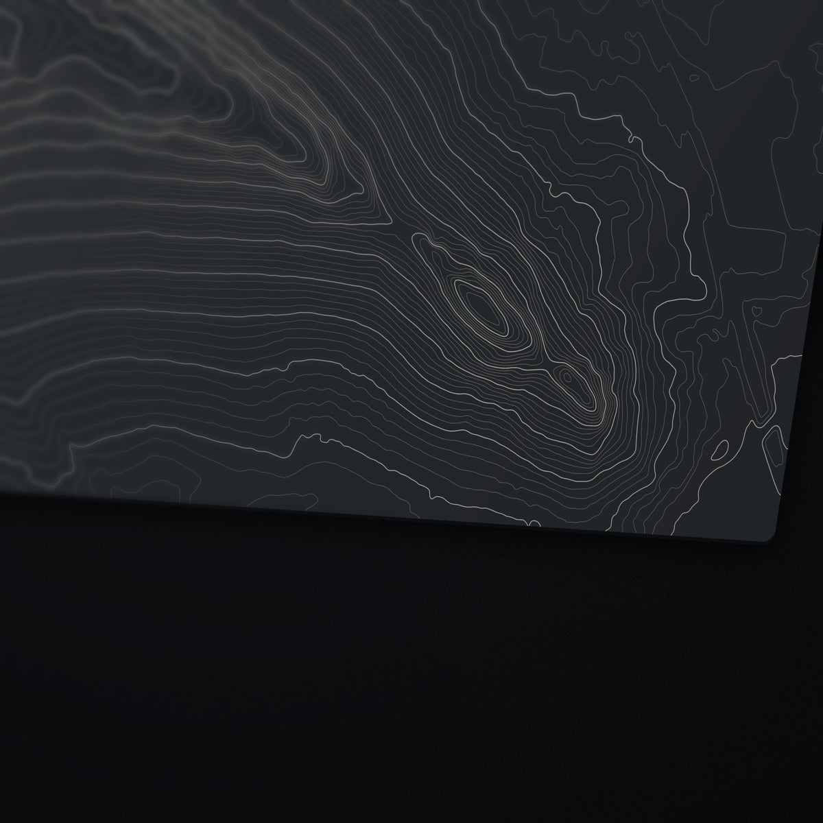 Rib Mountain Topo Desk Mat, edge detail