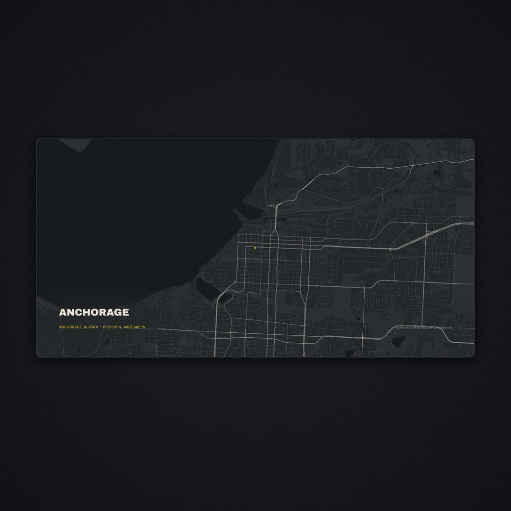 Anchorage Street Map Desk Mat, flat view