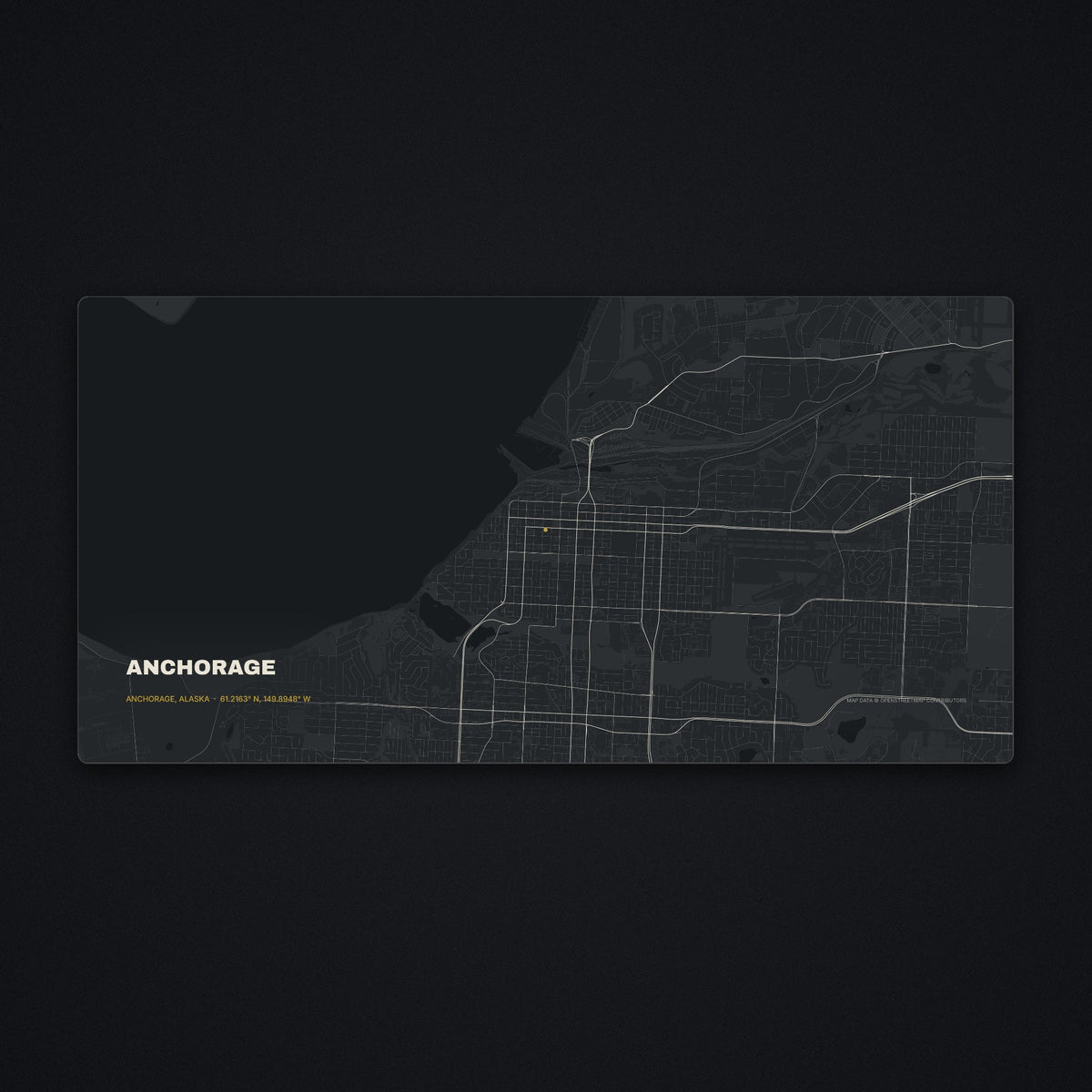 Anchorage Street Map Desk Mat, flat view