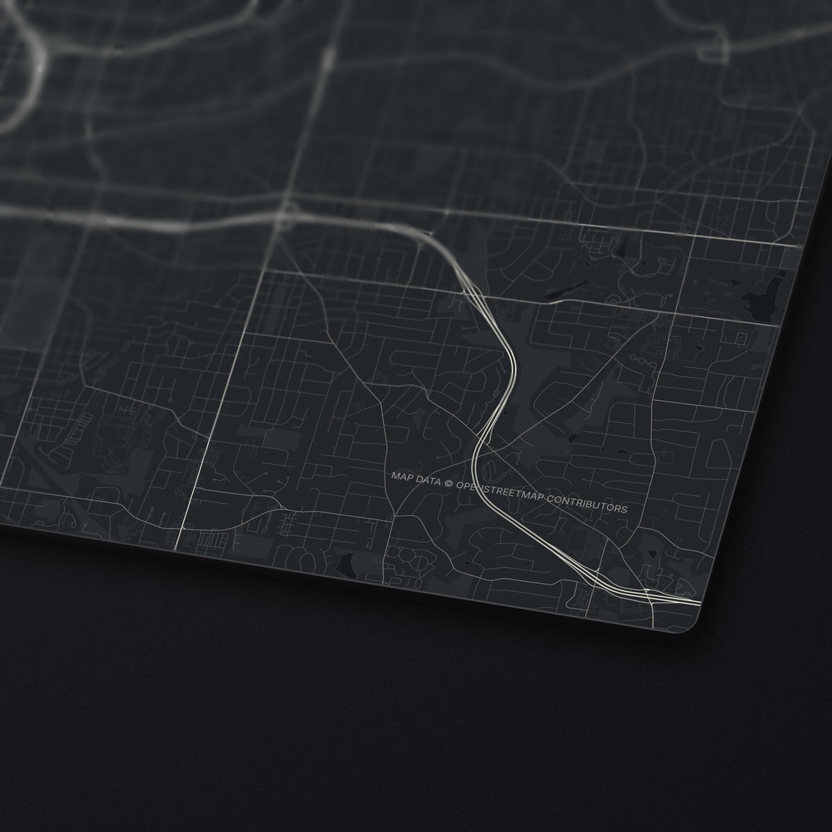 Atlanta Street Map Desk Mat, edge detail
