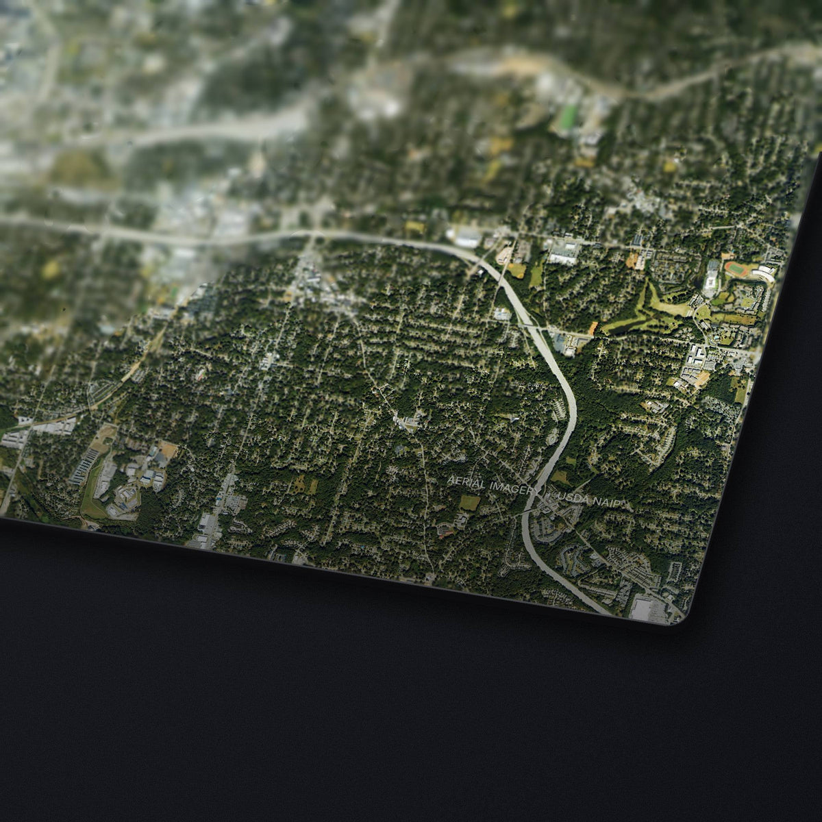 Atlanta Satellite Desk Mat, edge detail