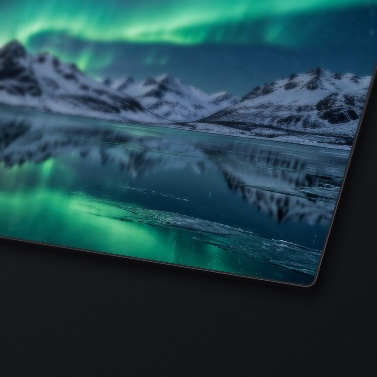 Aurora Lake Desk Mat, edge detail