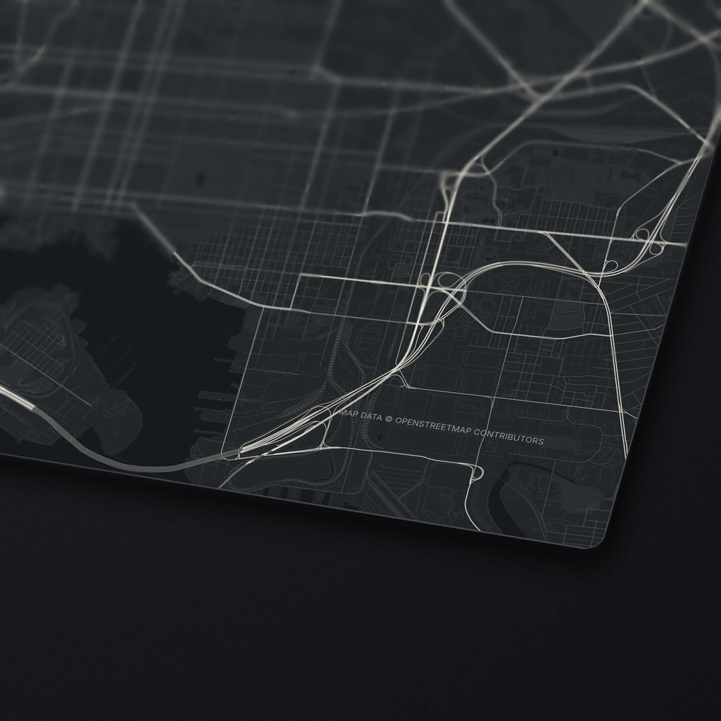 Baltimore Street Map Desk Mat, edge detail