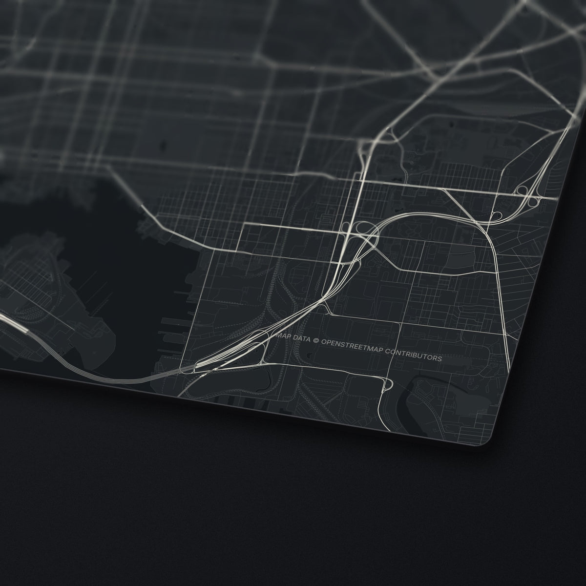 Baltimore Street Map Desk Mat, edge detail