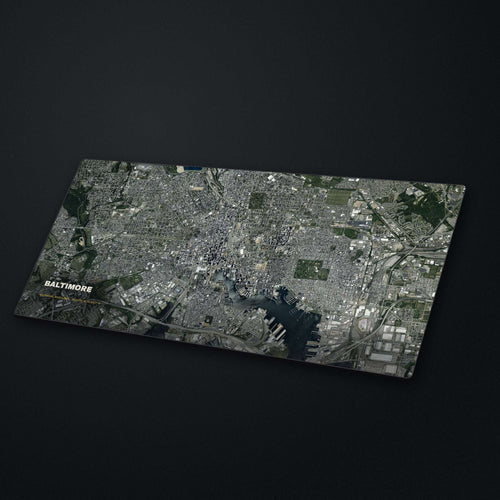 Baltimore Satellite Desk Mat at an angle on a stone desk