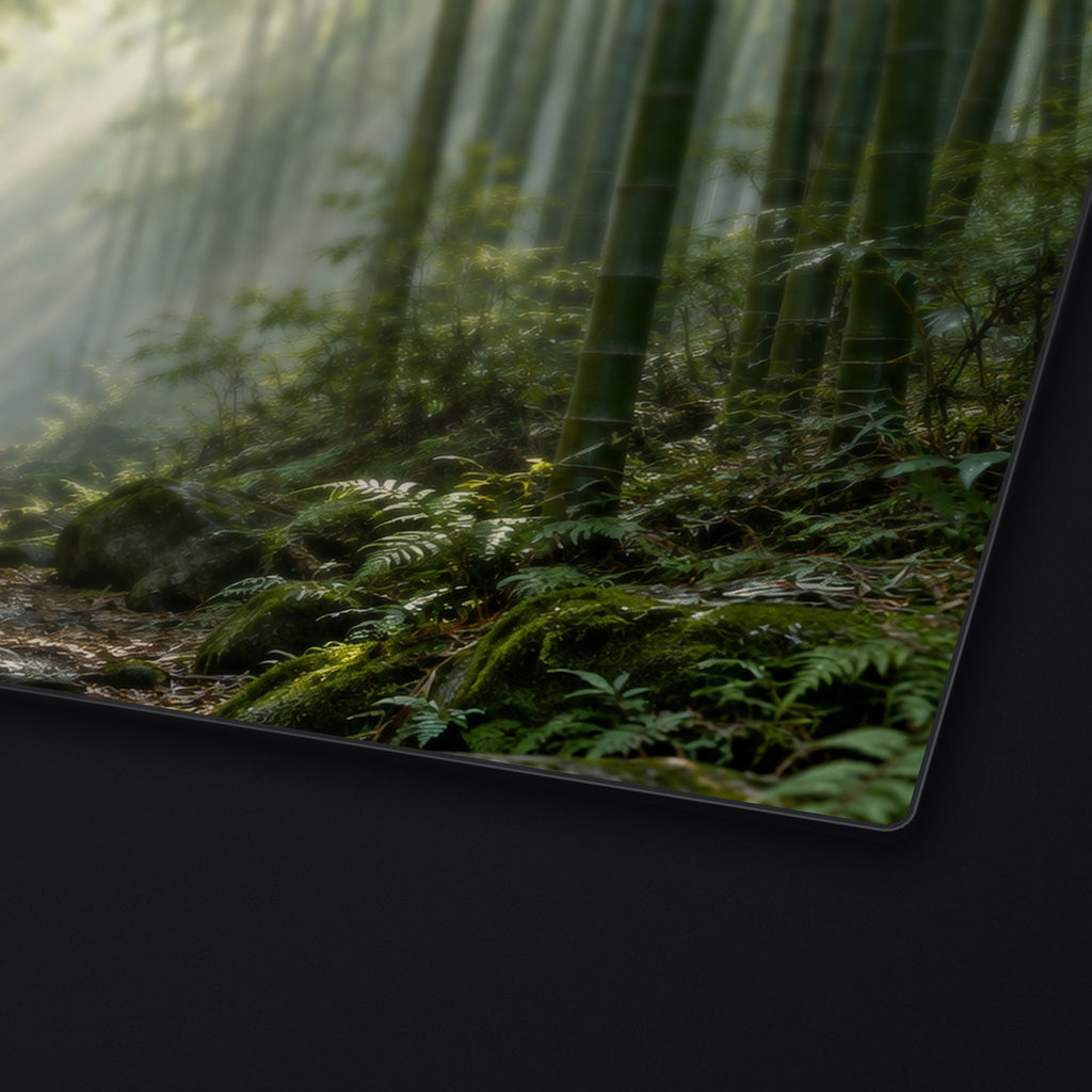 Bamboo Light Desk Mat, edge detail