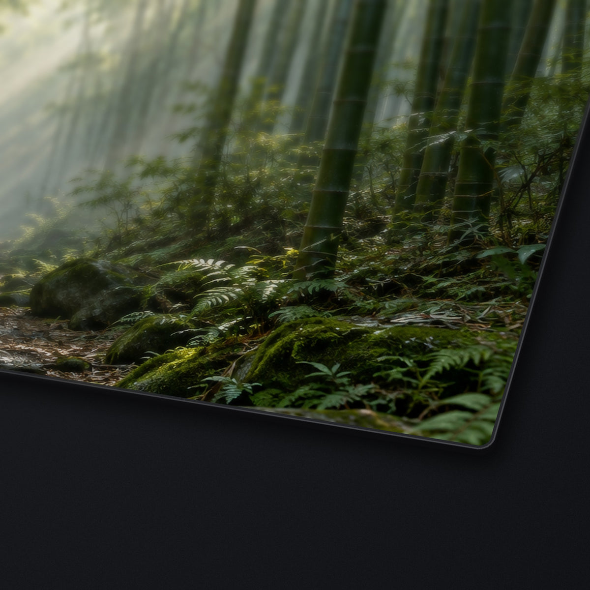 Bamboo Light Desk Mat, edge detail