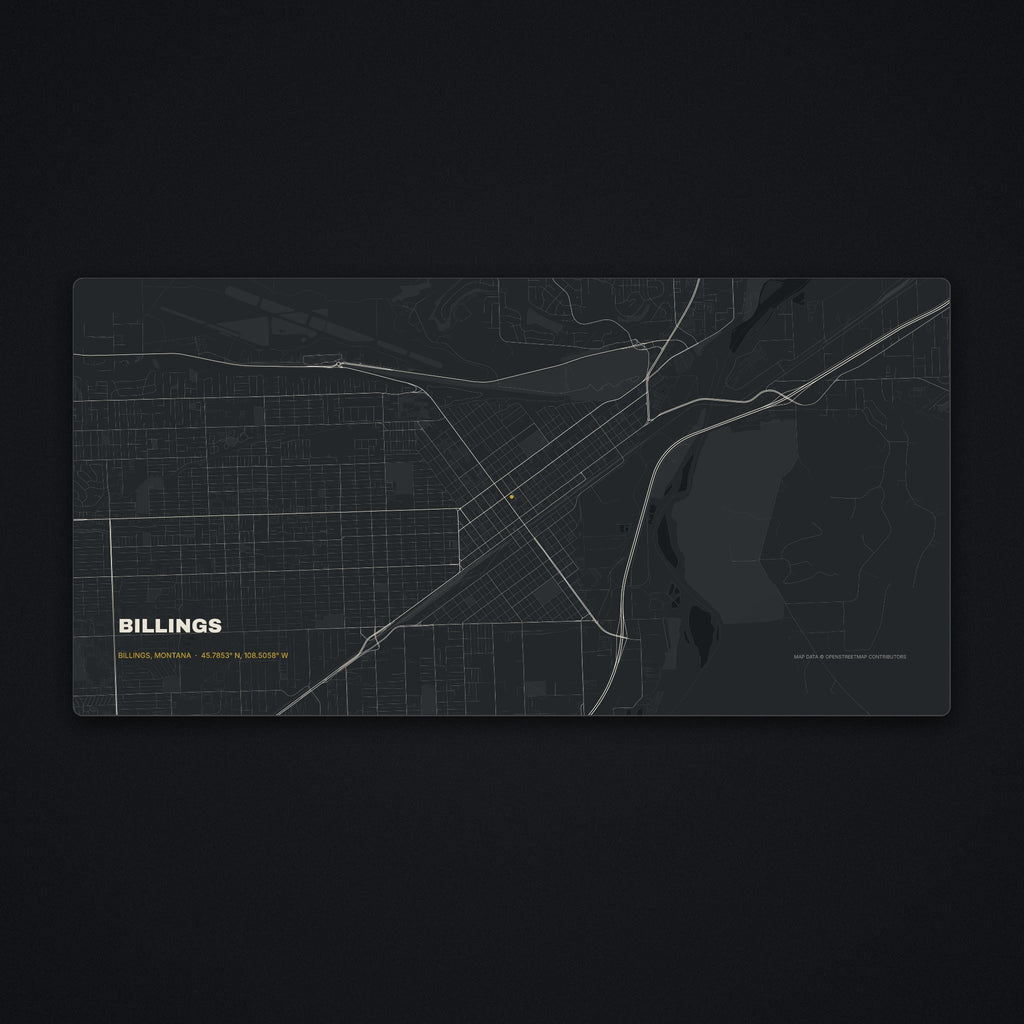 Billings Street Map Desk Mat, flat view