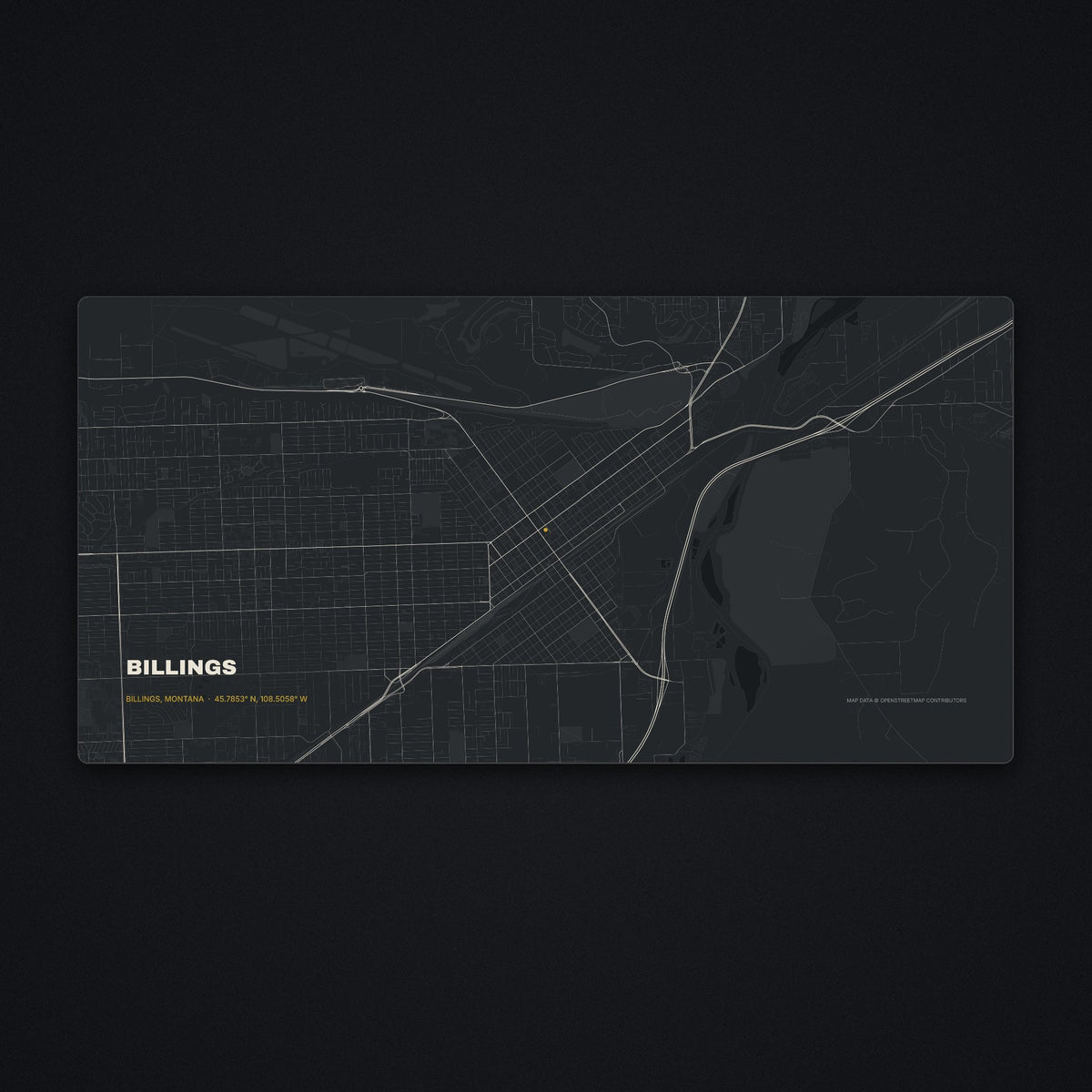 Billings Street Map Desk Mat, flat view