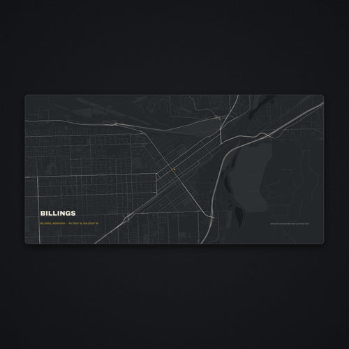 Billings Street Map Desk Mat, flat view