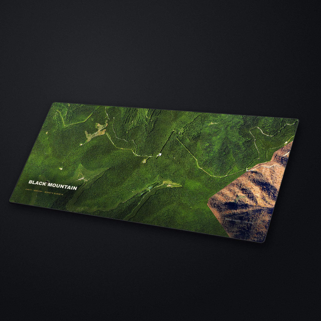 Black Mountain Satellite Desk Mat at an angle on a stone desk