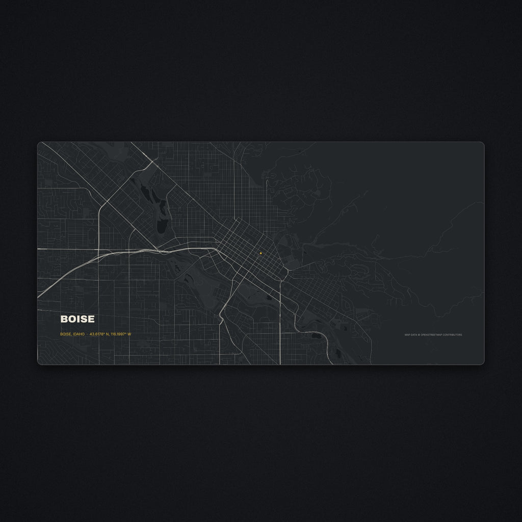 Boise Street Map Desk Mat, flat view