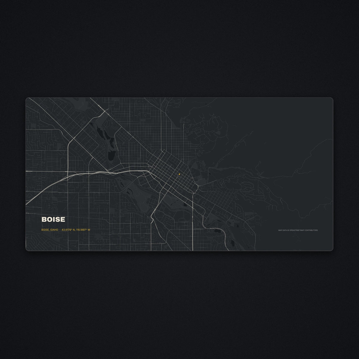 Boise Street Map Desk Mat, flat view