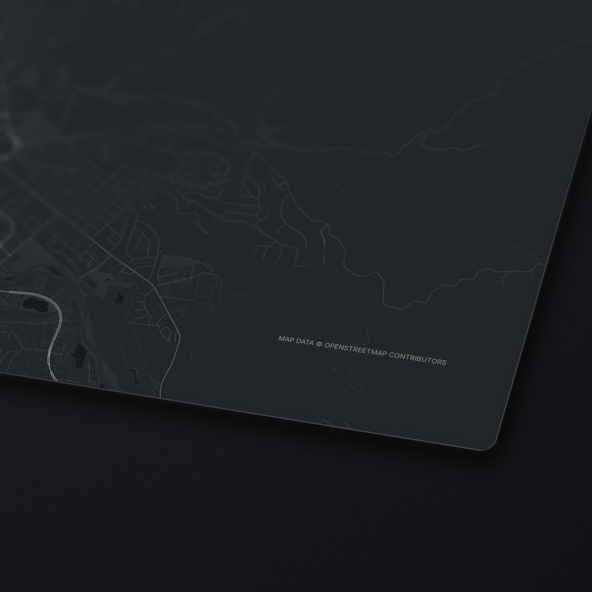 Boise Street Map Desk Mat, edge detail