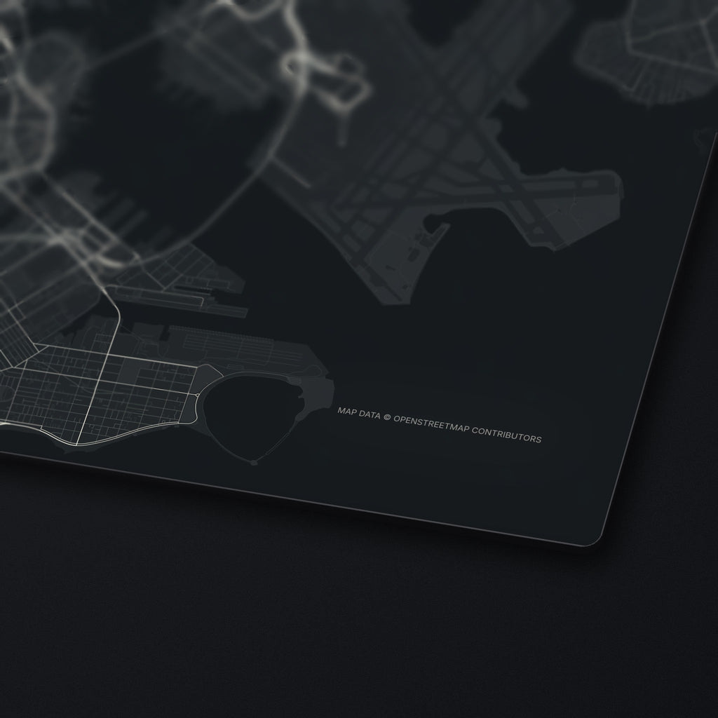 Boston Street Map Desk Mat, edge detail