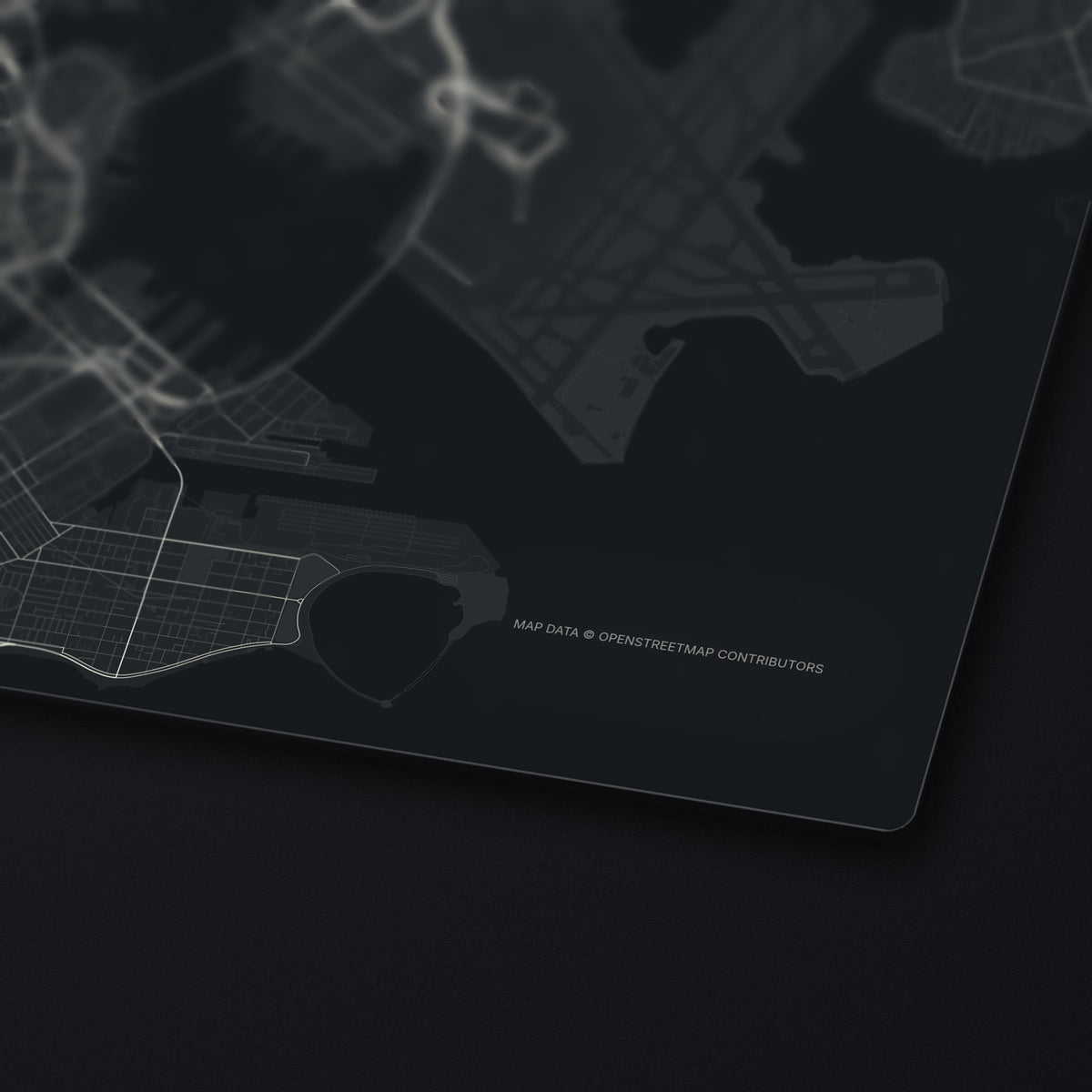 Boston Street Map Desk Mat, edge detail