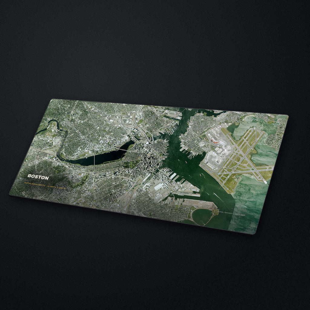 Boston Satellite Desk Mat at an angle on a stone desk
