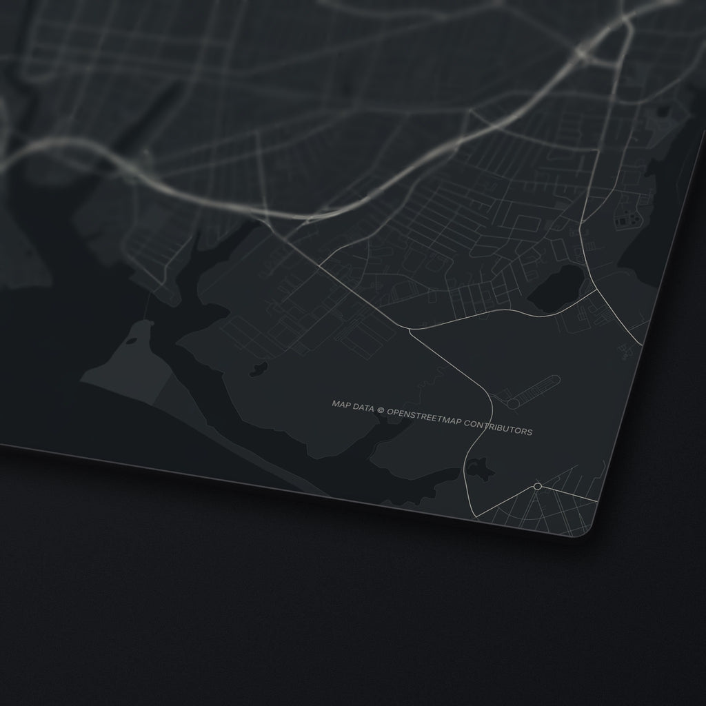 Bridgeport Street Map Desk Mat, edge detail