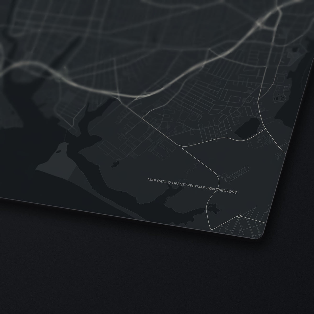 Bridgeport Street Map Desk Mat, edge detail