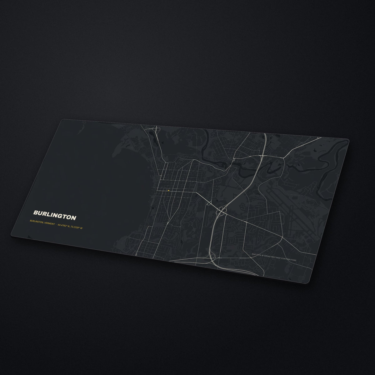 Burlington Street Map Desk Mat at an angle on a stone desk