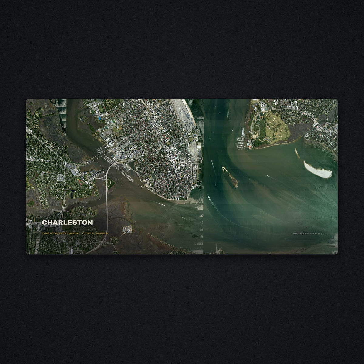 Charleston, South Carolina Satellite Desk Mat, flat view