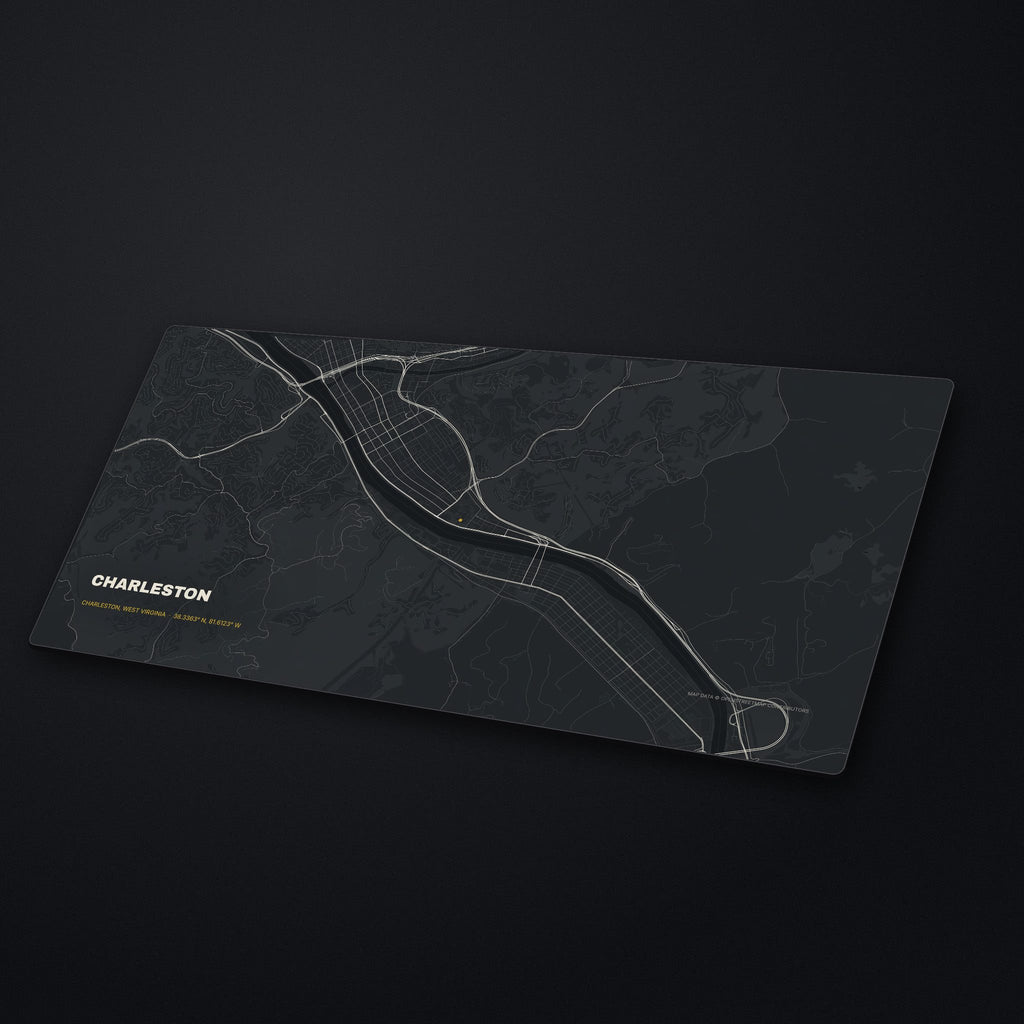 Charleston Street Map Desk Mat at an angle on a stone desk