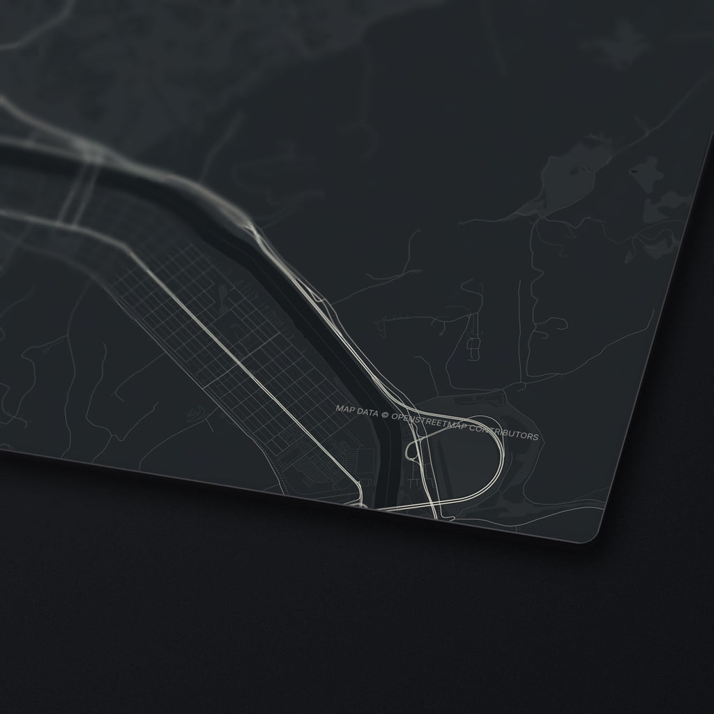 Charleston Street Map Desk Mat, edge detail