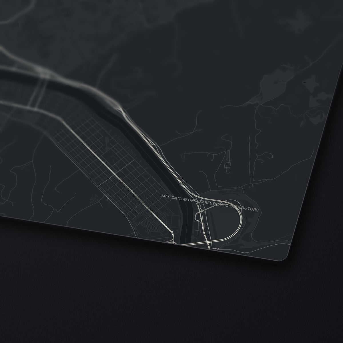 Charleston Street Map Desk Mat, edge detail
