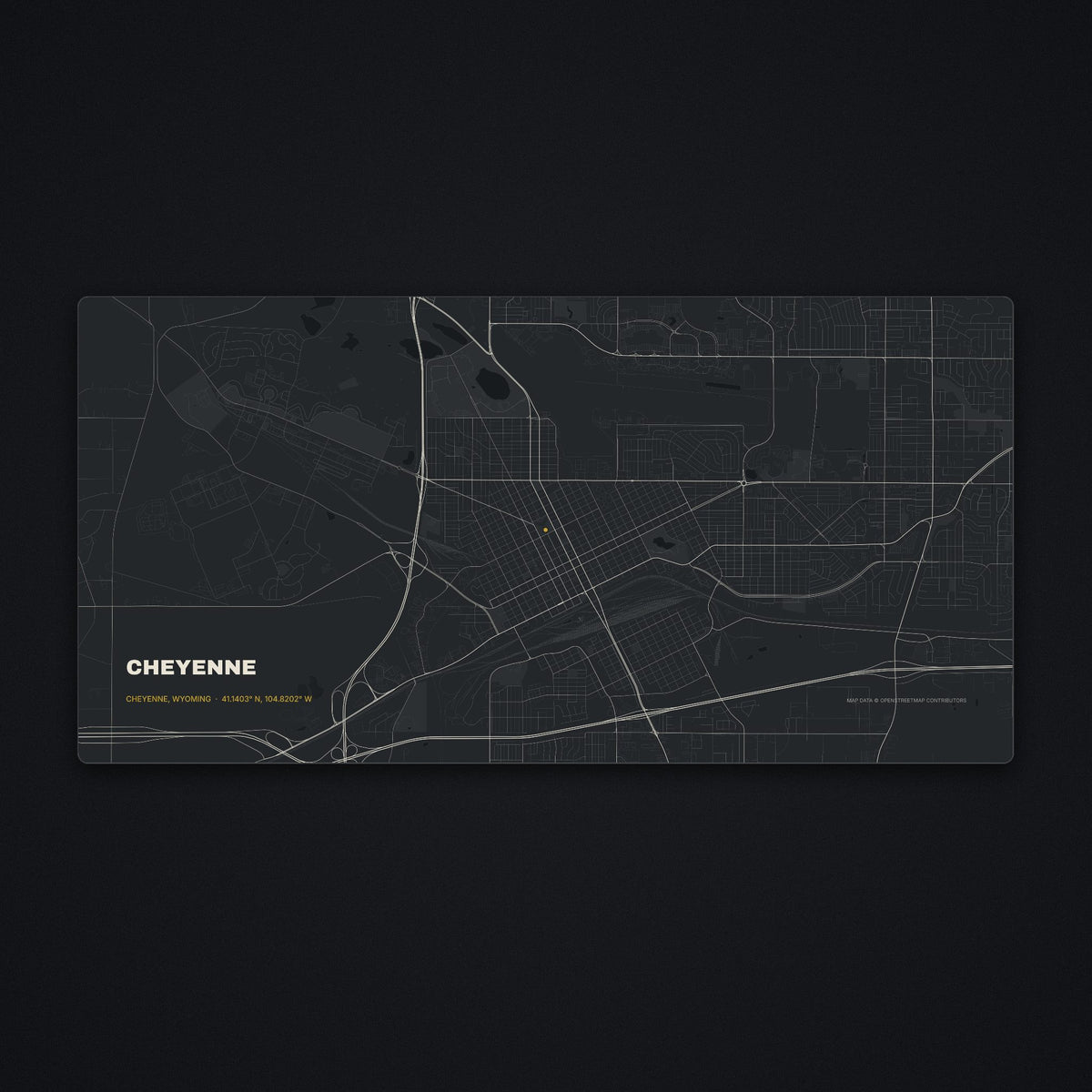 Cheyenne Street Map Desk Mat, flat view