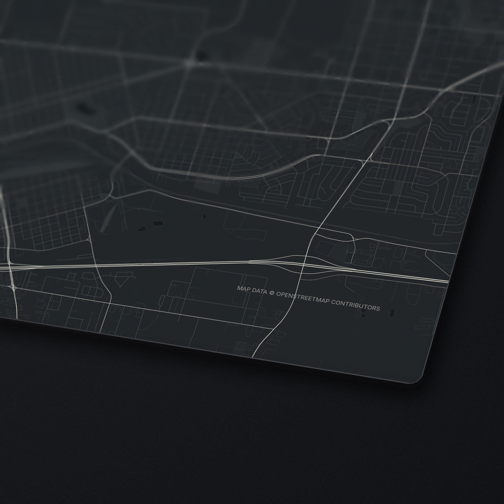 Cheyenne Street Map Desk Mat, edge detail