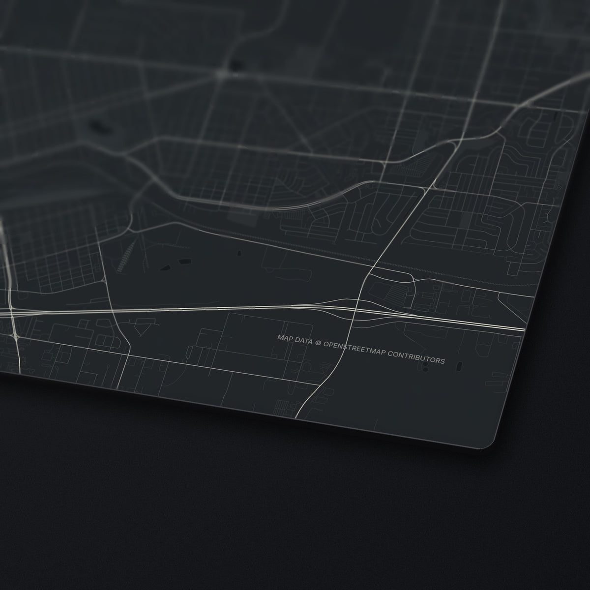 Cheyenne Street Map Desk Mat, edge detail