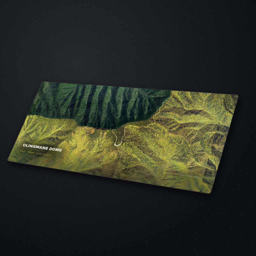 Clingmans Dome Satellite Desk Mat at an angle on a stone desk