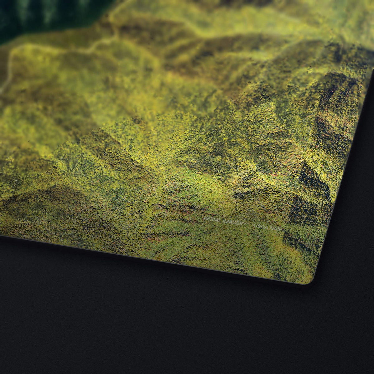 Clingmans Dome Satellite Desk Mat, edge detail